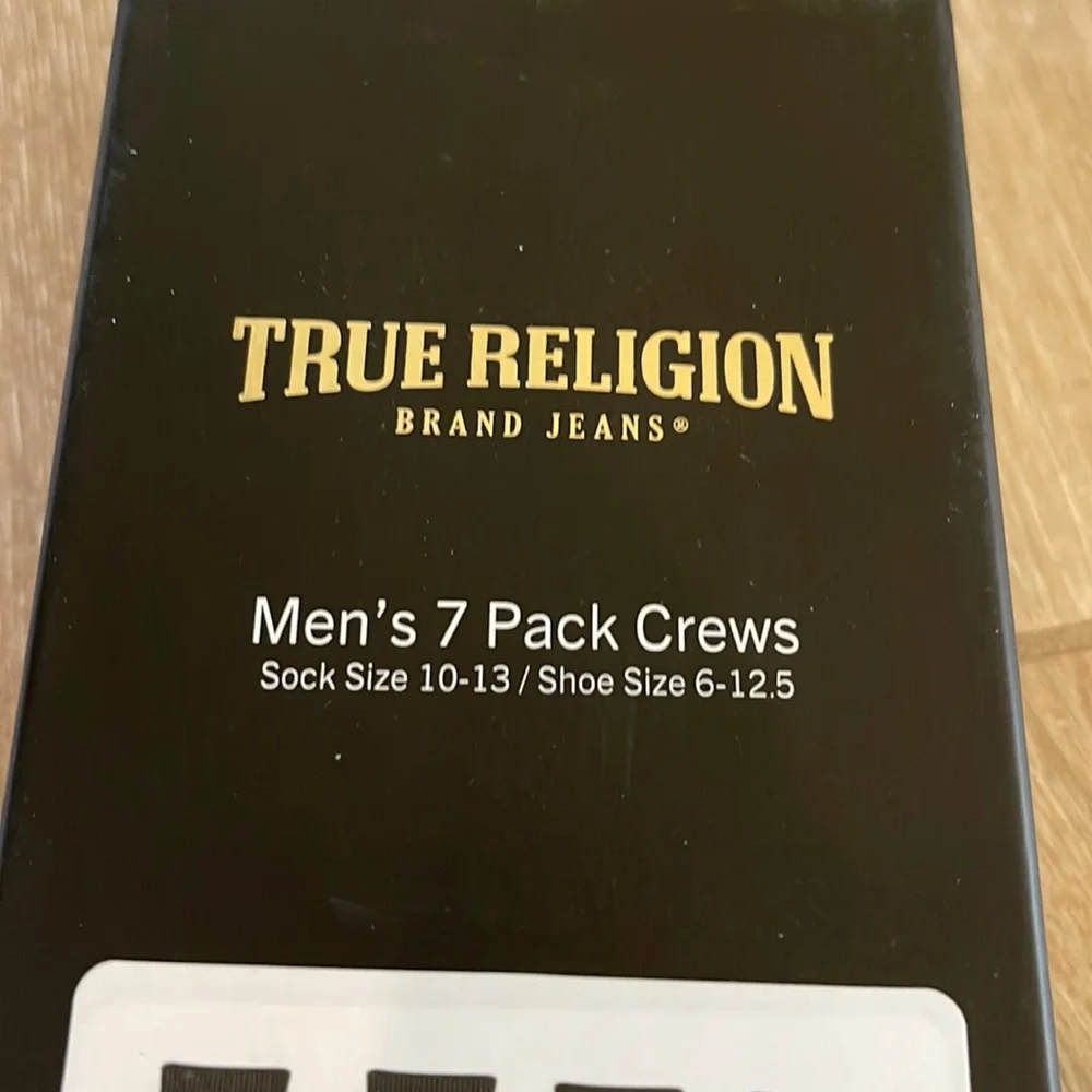 🧦True Religion 7 Pack Crew Socks Shoe Gift Pack Shoe Sz 6 to 12-1/2